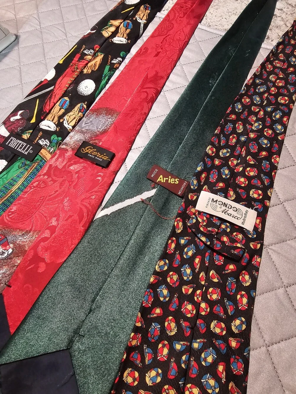 Vintage Men's Green Football Golf Print Tie - Unbranded